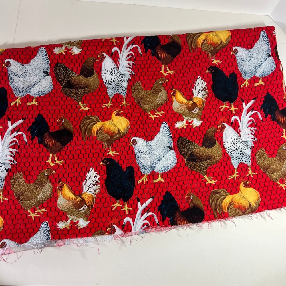 Fabric Traditions Cotton Fabric Farm Chickens Patty Reed Designs New 44" x 3yds